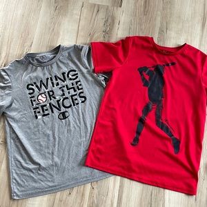 Lot of 2 Champion athletic Basball shirts sz YXL